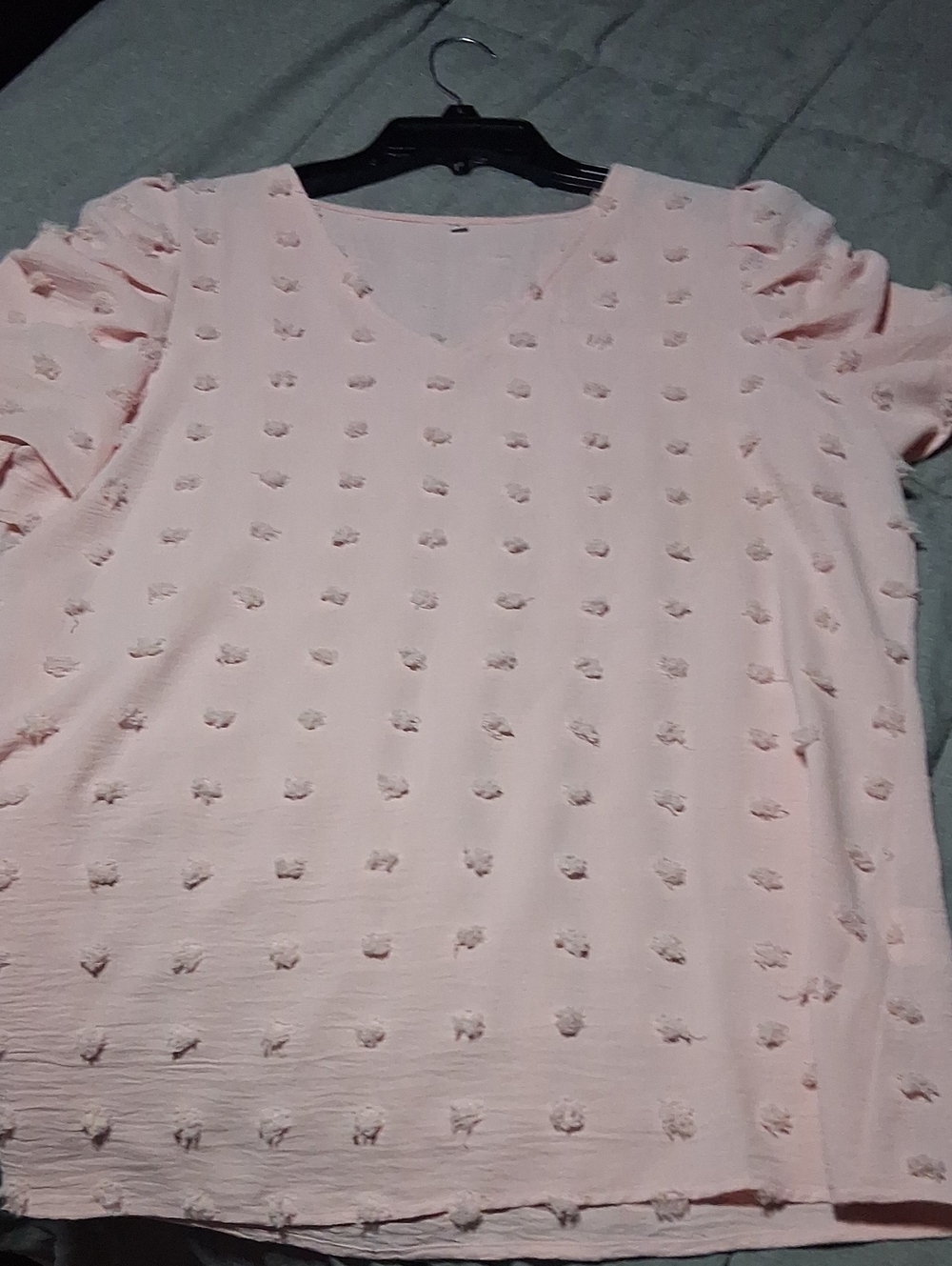 A Classy Chic Boutique Blush Pink V-Neck Textured Puff Sleeve Tunic
